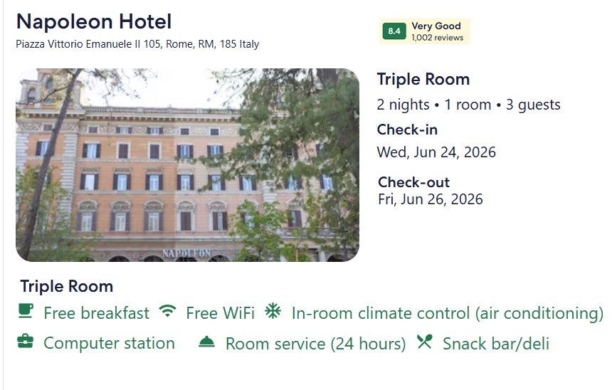 Hotel Napoleon Rome exterior