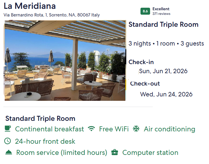Hotel La Meridiana Sorrento exterior and view